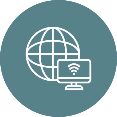 İnternet, bağlantı, dünya, Wi-Fi ikon vektör görüntüsü. Ağ ve veri paylaşımı için de kullanılabilir. Web uygulamalarında, mobil uygulamalarda ve yazdırma ortamlarında kullanılabilir.