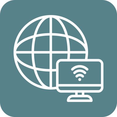 İnternet, bağlantı, dünya, Wi-Fi ikon vektör görüntüsü. Ağ ve veri paylaşımı için de kullanılabilir. Web uygulamalarında, mobil uygulamalarda ve yazdırma ortamlarında kullanılabilir.
