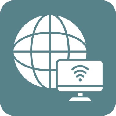 İnternet, bağlantı, dünya, Wi-Fi ikon vektör görüntüsü. Ağ ve veri paylaşımı için de kullanılabilir. Web uygulamalarında, mobil uygulamalarda ve yazdırma ortamlarında kullanılabilir.