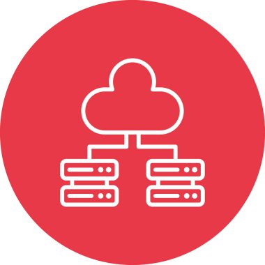 Çoklu, sunucular, bulut, ağ simgesi vektör görüntüsü. Ağ ve veri paylaşımı için de kullanılabilir. Web uygulamalarında, mobil uygulamalarda ve yazdırma ortamlarında kullanılabilir.