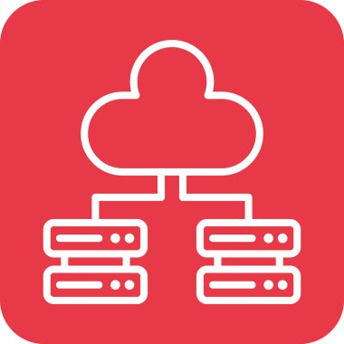 Çoklu, sunucular, bulut, ağ simgesi vektör görüntüsü. Ağ ve veri paylaşımı için de kullanılabilir. Web uygulamalarında, mobil uygulamalarda ve yazdırma ortamlarında kullanılabilir.