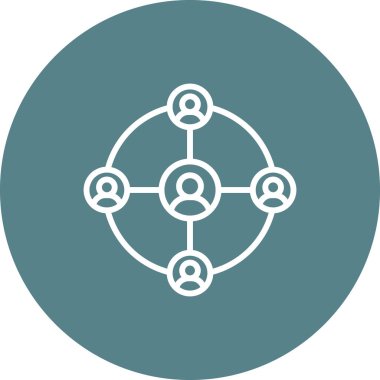 Ağ, grup, takım simgesi vektör görüntüsü. Ağ ve veri paylaşımı için de kullanılabilir. Web uygulamalarında, mobil uygulamalarda ve yazdırma ortamlarında kullanılabilir.