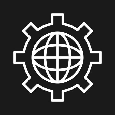 Ağ, ayarlar, küresel ikon vektör görüntüsü. Ağ ve veri paylaşımı için de kullanılabilir. Web uygulamalarında, mobil uygulamalarda ve yazdırma ortamlarında kullanılabilir.