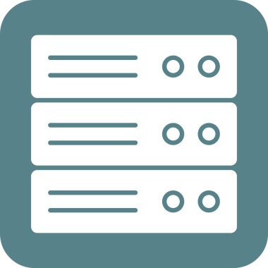 Sunucu, veritabanı, depolama simgesi vektör görüntüsü. Ağ ve veri paylaşımı için de kullanılabilir. Web uygulamalarında, mobil uygulamalarda ve yazdırma ortamlarında kullanılabilir.