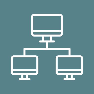 Sistemler, ağ, paylaşım, bilgisayar simgesi vektör görüntüsü. Ağ ve veri paylaşımı için de kullanılabilir. Web uygulamalarında, mobil uygulamalarda ve yazdırma ortamlarında kullanılabilir.