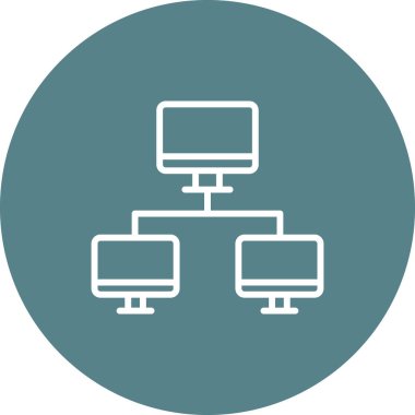 Sistemler, ağ, paylaşım, bilgisayar simgesi vektör görüntüsü. Ağ ve veri paylaşımı için de kullanılabilir. Web uygulamalarında, mobil uygulamalarda ve yazdırma ortamlarında kullanılabilir.