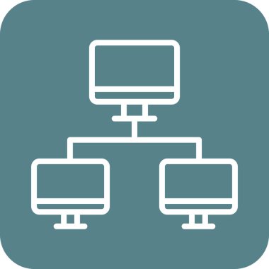 Sistemler, ağ, paylaşım, bilgisayar simgesi vektör görüntüsü. Ağ ve veri paylaşımı için de kullanılabilir. Web uygulamalarında, mobil uygulamalarda ve yazdırma ortamlarında kullanılabilir.