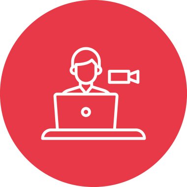 Video çağrısı, konferans, ikon vektör görüntüsüyle buluşma. Ağ ve veri paylaşımı için de kullanılabilir. Web uygulamalarında, mobil uygulamalarda ve yazdırma ortamlarında kullanılabilir.