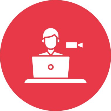 Video çağrısı, konferans, ikon vektör görüntüsüyle buluşma. Ağ ve veri paylaşımı için de kullanılabilir. Web uygulamalarında, mobil uygulamalarda ve yazdırma ortamlarında kullanılabilir.