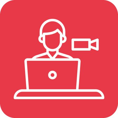 Video çağrısı, konferans, ikon vektör görüntüsüyle buluşma. Ağ ve veri paylaşımı için de kullanılabilir. Web uygulamalarında, mobil uygulamalarda ve yazdırma ortamlarında kullanılabilir.