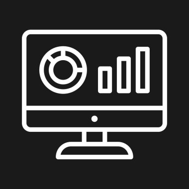 Analitik, bilgisayar, ikon vektör görüntüsü montajı. Web pazarlama için de kullanılabilir. Web uygulamalarında, mobil uygulamalarda ve yazdırma ortamlarında kullanılabilir.