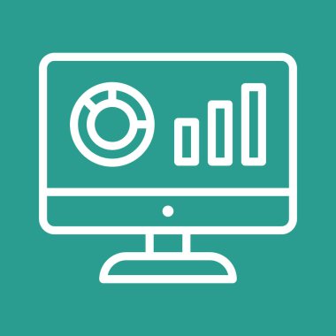 Analitik, bilgisayar, ikon vektör görüntüsü montajı. Web pazarlama için de kullanılabilir. Web uygulamalarında, mobil uygulamalarda ve yazdırma ortamlarında kullanılabilir.