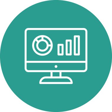 Analitik, bilgisayar, ikon vektör görüntüsü montajı. Web pazarlama için de kullanılabilir. Web uygulamalarında, mobil uygulamalarda ve yazdırma ortamlarında kullanılabilir.