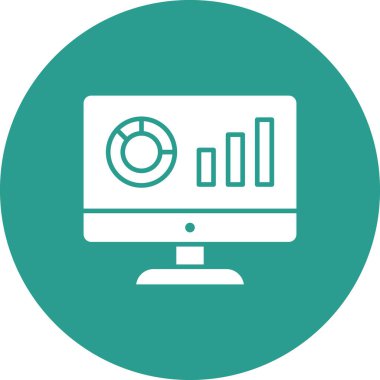 Analitik, bilgisayar, ikon vektör görüntüsü montajı. Web pazarlama için de kullanılabilir. Web uygulamalarında, mobil uygulamalarda ve yazdırma ortamlarında kullanılabilir.