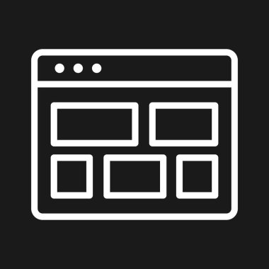 Uygulama, düzen, şablon ikon vektör görüntüsü. Web pazarlama için de kullanılabilir. Web uygulamalarında, mobil uygulamalarda ve yazdırma ortamlarında kullanılabilir.