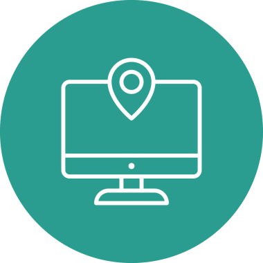 Adres, bilgisayar, pin ikonu vektör resmi. Navigasyon için de kullanılabilir. Web uygulamalarında, mobil uygulamalarda ve yazdırma ortamlarında kullanılabilir.