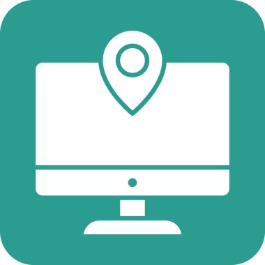 Adres, bilgisayar, pin ikonu vektör resmi. Navigasyon için de kullanılabilir. Web uygulamalarında, mobil uygulamalarda ve yazdırma ortamlarında kullanılabilir.