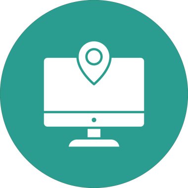 Adres, bilgisayar, pin ikonu vektör resmi. Navigasyon için de kullanılabilir. Web uygulamalarında, mobil uygulamalarda ve yazdırma ortamlarında kullanılabilir.