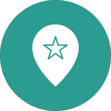 Yer imi, favori, konum simgesi vektör resmi. Navigasyon için de kullanılabilir. Web uygulamalarında, mobil uygulamalarda ve yazdırma ortamlarında kullanılabilir.