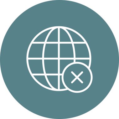 İptal et, kaldır, dünya ikonu vektör görüntüsü. Navigasyon için de kullanılabilir. Web uygulamalarında, mobil uygulamalarda ve yazdırma ortamlarında kullanılabilir.