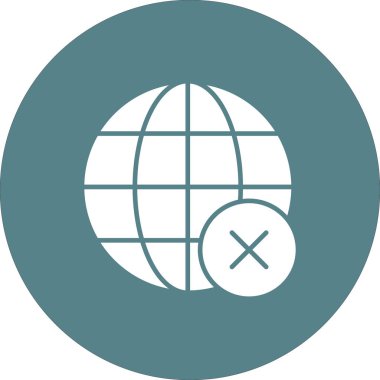 İptal et, kaldır, dünya ikonu vektör görüntüsü. Navigasyon için de kullanılabilir. Web uygulamalarında, mobil uygulamalarda ve yazdırma ortamlarında kullanılabilir.