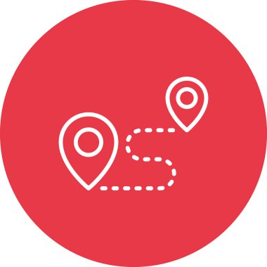 Varış yeri, yol, rota simgesi vektör görüntüsü. Navigasyon için de kullanılabilir. Web uygulamalarında, mobil uygulamalarda ve yazdırma ortamlarında kullanılabilir.