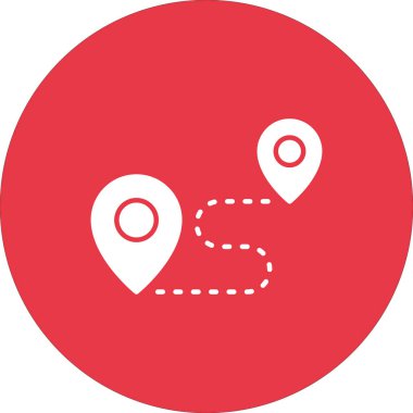 Varış yeri, yol, rota simgesi vektör görüntüsü. Navigasyon için de kullanılabilir. Web uygulamalarında, mobil uygulamalarda ve yazdırma ortamlarında kullanılabilir.