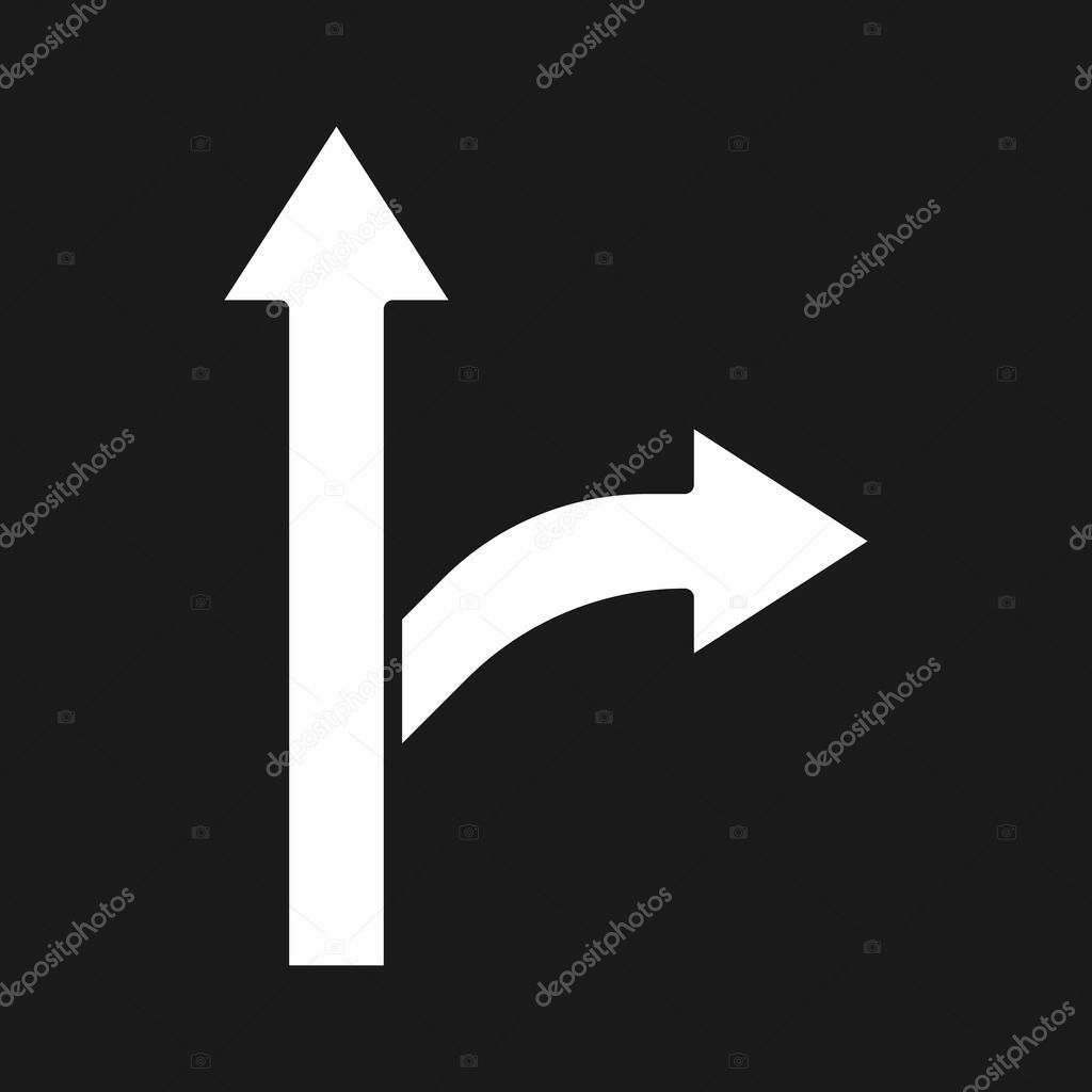 Arrows, direction, path, right icon vector image. Can also be used for Navigation. Suitable for use on web apps, mobile apps and print media.
