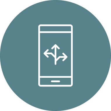 Aygıt, yön, mobil simge vektör görüntüsü. Navigasyon için de kullanılabilir. Web uygulamalarında, mobil uygulamalarda ve yazdırma ortamlarında kullanılabilir.