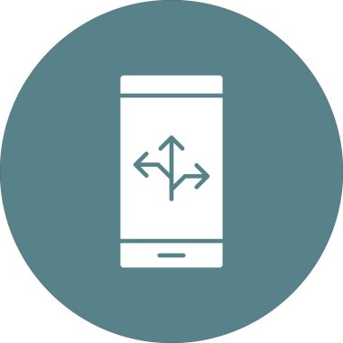 Aygıt, yön, mobil simge vektör görüntüsü. Navigasyon için de kullanılabilir. Web uygulamalarında, mobil uygulamalarda ve yazdırma ortamlarında kullanılabilir.