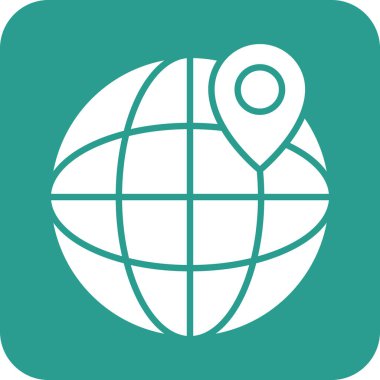 Küresel pazar, konum, pin, küresel ikon vektör görüntüsü. Navigasyon için de kullanılabilir. Web uygulamalarında, mobil uygulamalarda ve yazdırma ortamlarında kullanılabilir.