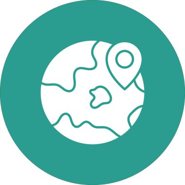 Yer, dünya, dünya, pin ikonu vektör görüntüsü. Navigasyon için de kullanılabilir. Web uygulamalarında, mobil uygulamalarda ve yazdırma ortamlarında kullanılabilir.