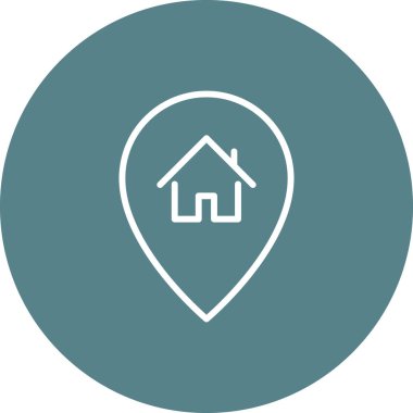 Konum, ev, pin ikonu vektör görüntüsü. Navigasyon için de kullanılabilir. Web uygulamalarında, mobil uygulamalarda ve yazdırma ortamlarında kullanılabilir.