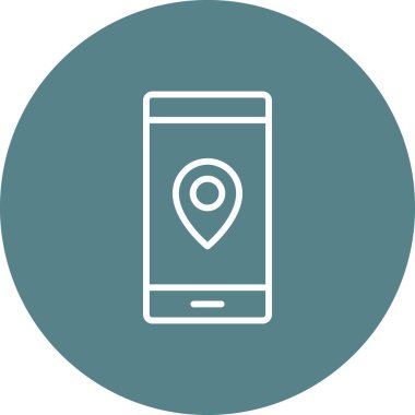 Mobil, navigasyon, pin ikonu vektör görüntüsü. Navigasyon için de kullanılabilir. Web uygulamalarında, mobil uygulamalarda ve yazdırma ortamlarında kullanılabilir.