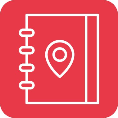 Seyahat günlüğü, defter, simge vektör resmi. Navigasyon için de kullanılabilir. Web uygulamalarında, mobil uygulamalarda ve yazdırma ortamlarında kullanılabilir.