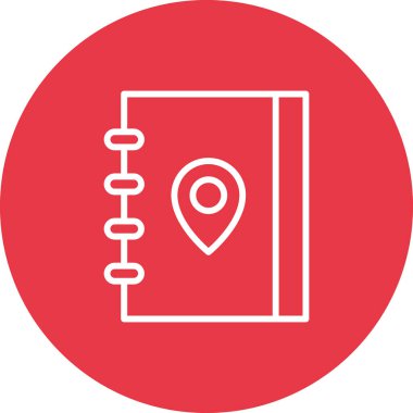 Seyahat günlüğü, defter, simge vektör resmi. Navigasyon için de kullanılabilir. Web uygulamalarında, mobil uygulamalarda ve yazdırma ortamlarında kullanılabilir.