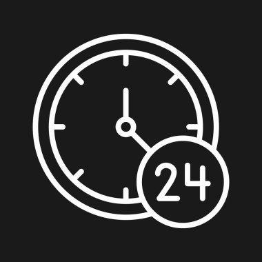 Kullanılabilirlik, zaman, tüm gün simge vektör görüntüsü. Müşteri desteği için de kullanılabilir. Web uygulamalarında, mobil uygulamalarda ve yazdırma ortamlarında kullanılabilir.