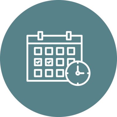 Takvim, saat, zamanlama simgesi vektör görüntüsü. Müşteri desteği için de kullanılabilir. Web uygulamalarında, mobil uygulamalarda ve yazdırma ortamlarında kullanılabilir.