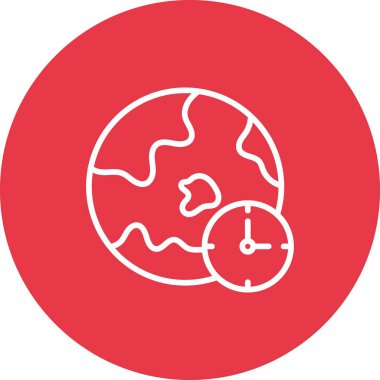 Saat, dünya, zaman dilimi ikon vektör görüntüsü. Müşteri desteği için de kullanılabilir. Web uygulamalarında, mobil uygulamalarda ve yazdırma ortamlarında kullanılabilir.