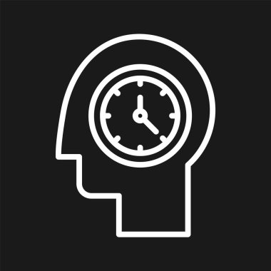 Kafa, planlama, zaman simgesi vektör görüntüsü. Müşteri desteği için de kullanılabilir. Web uygulamalarında, mobil uygulamalarda ve yazdırma ortamlarında kullanılabilir.