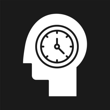 Kafa, planlama, zaman simgesi vektör görüntüsü. Müşteri desteği için de kullanılabilir. Web uygulamalarında, mobil uygulamalarda ve yazdırma ortamlarında kullanılabilir.