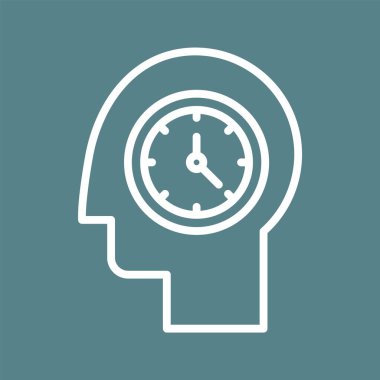 Kafa, planlama, zaman simgesi vektör görüntüsü. Müşteri desteği için de kullanılabilir. Web uygulamalarında, mobil uygulamalarda ve yazdırma ortamlarında kullanılabilir.