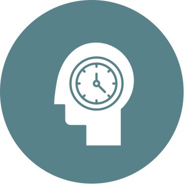 Kafa, planlama, zaman simgesi vektör görüntüsü. Müşteri desteği için de kullanılabilir. Web uygulamalarında, mobil uygulamalarda ve yazdırma ortamlarında kullanılabilir.