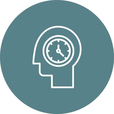 Kafa, planlama, zaman simgesi vektör görüntüsü. Müşteri desteği için de kullanılabilir. Web uygulamalarında, mobil uygulamalarda ve yazdırma ortamlarında kullanılabilir.