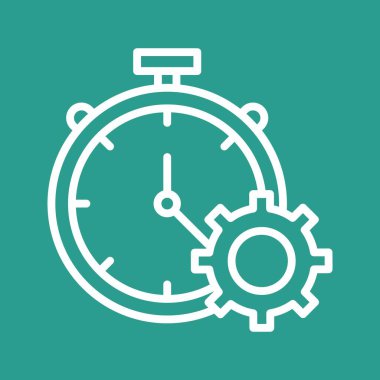 Üretkenlik, ayarlar, zaman simgesi vektör görüntüsü. Müşteri desteği için de kullanılabilir. Web uygulamalarında, mobil uygulamalarda ve yazdırma ortamlarında kullanılabilir.