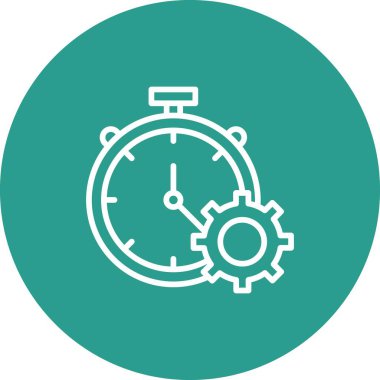 Üretkenlik, ayarlar, zaman simgesi vektör görüntüsü. Müşteri desteği için de kullanılabilir. Web uygulamalarında, mobil uygulamalarda ve yazdırma ortamlarında kullanılabilir.