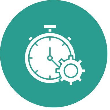 Üretkenlik, ayarlar, zaman simgesi vektör görüntüsü. Müşteri desteği için de kullanılabilir. Web uygulamalarında, mobil uygulamalarda ve yazdırma ortamlarında kullanılabilir.