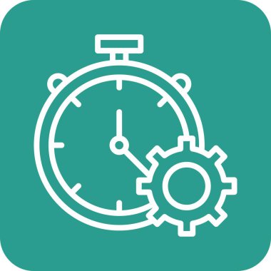 Üretkenlik, ayarlar, zaman simgesi vektör görüntüsü. Müşteri desteği için de kullanılabilir. Web uygulamalarında, mobil uygulamalarda ve yazdırma ortamlarında kullanılabilir.