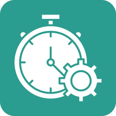 Üretkenlik, ayarlar, zaman simgesi vektör görüntüsü. Müşteri desteği için de kullanılabilir. Web uygulamalarında, mobil uygulamalarda ve yazdırma ortamlarında kullanılabilir.