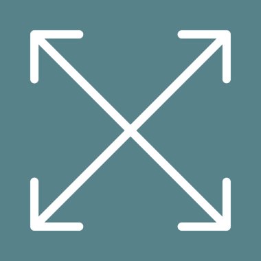 Tam ekran, ok, ölçek ikon vektör görüntüsü. Oklar ve işaretler için de kullanılabilir. Web uygulamalarında, mobil uygulamalarda ve yazdırma ortamlarında kullanılabilir.